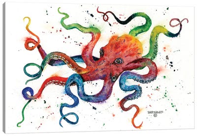 Rainbow Octopus Canvas Art Print - Dave Bartholet