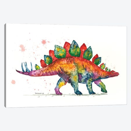 Rainbow Stegosaurus Canvas Print #DBT2} by Dave Bartholet Canvas Art Print