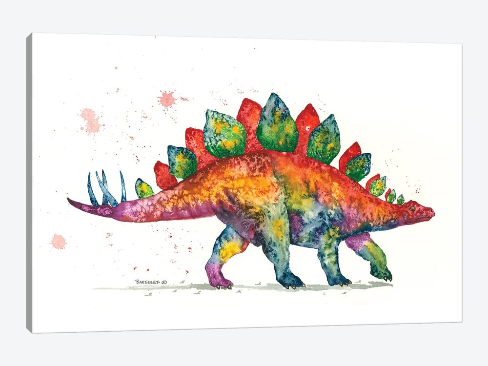 Rainbow Stegosaurus by Dave Bartholet 1-piece Canvas Art