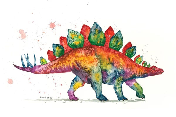 Prehistoric Animals: Rainbow Stegosaurus by Dave Bartholet