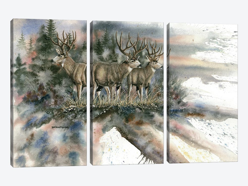 Battle Mountain Bucks by Dave Bartholet 3-piece Canvas Artwork