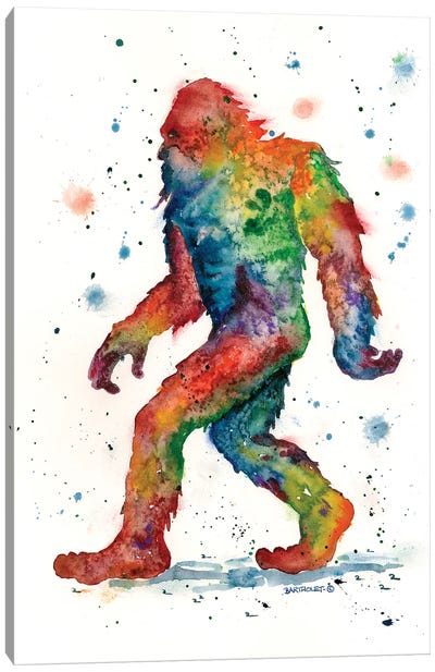 Rainbow Sasquatch Canvas Art Print - Monster Art