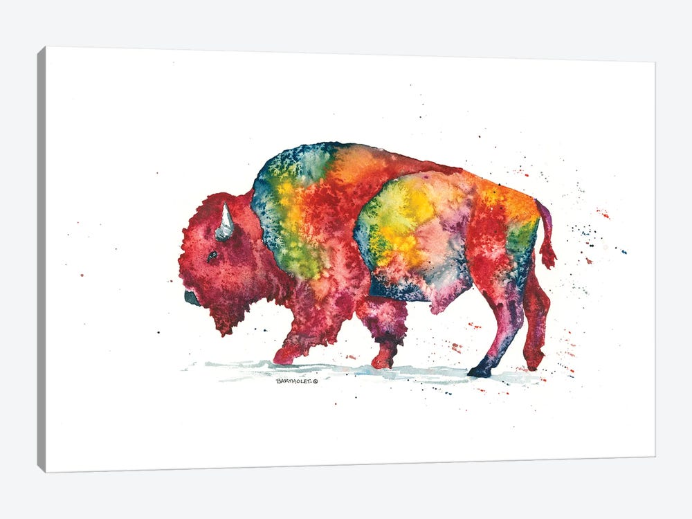 Rainbow Bison by Dave Bartholet 1-piece Canvas Art