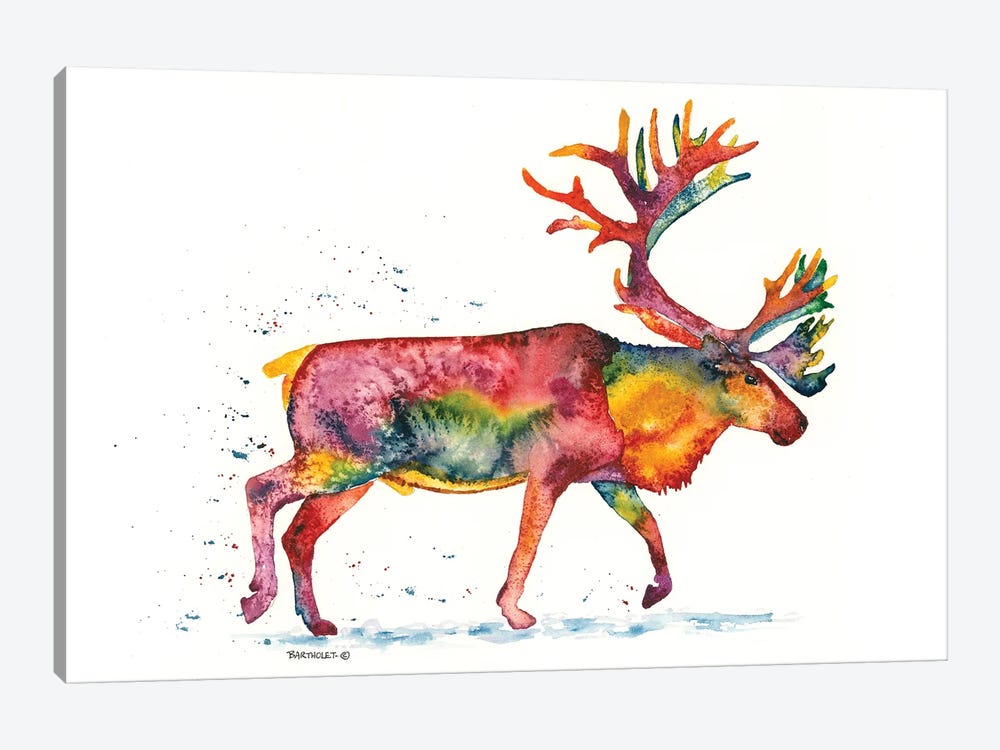 Rainbow Caribou by Dave Bartholet 1-piece Canvas Wall Art
