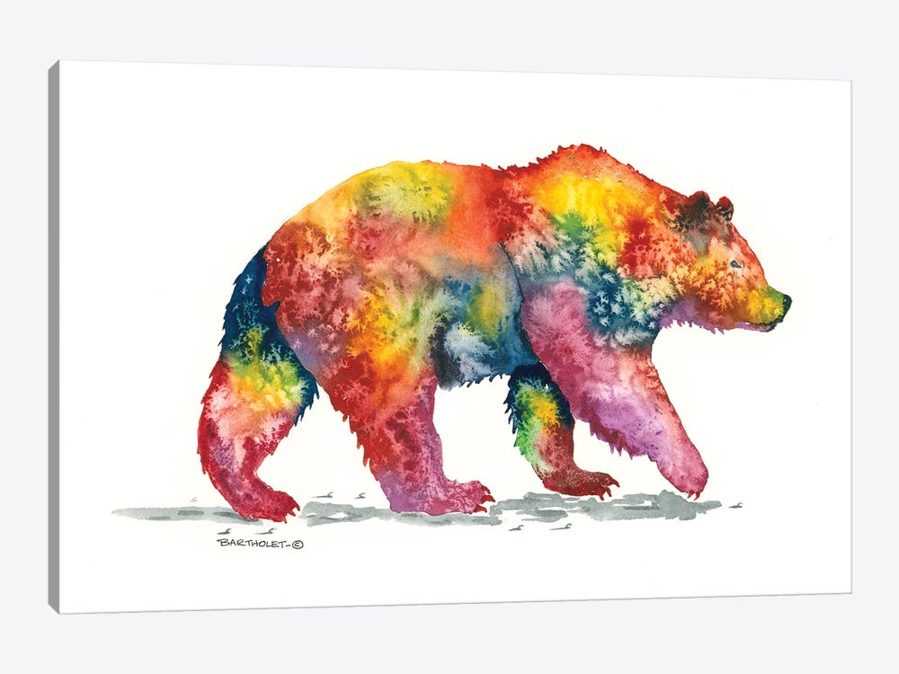 Rainbow Grizz by Dave Bartholet 1-piece Canvas Art Print