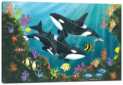 Orca Joy Canvas Art Print - Orca Whale Art