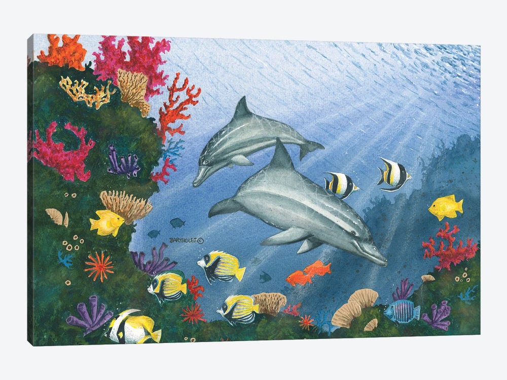 Dolphin Fun by Dave Bartholet 1-piece Canvas Artwork