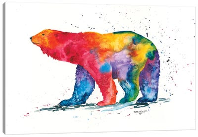 Rainbow Polar Bear Canvas Art Print - Dave Bartholet