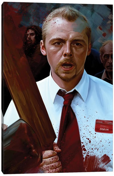 Shaun Of The Dead Canvas Art Print - Movie & Television Character Art