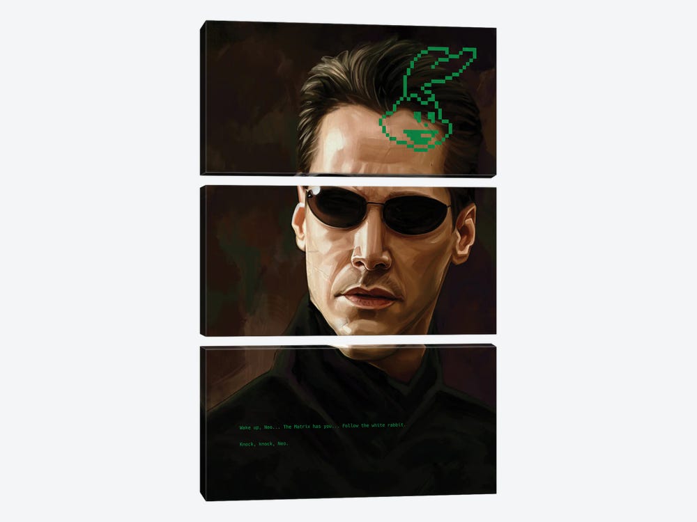 Neo -The Matrix - Keanu Reeves by Dmitry Belov 3-piece Canvas Art