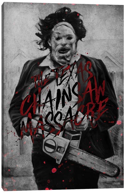The Texas Chainsaw Massacre Canvas Art Print - Black, White & Red Art