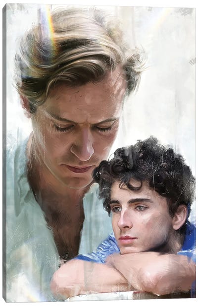 Elio And Oliver Canvas Art Print - Romance Movie Art