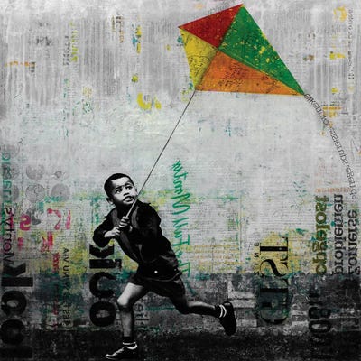 Kid With Kite by DB Waterman art print