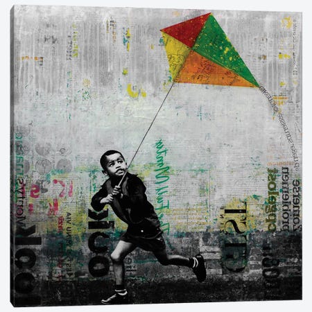 Kid With Kite Canvas Print #DBW153} by DB Waterman Art Print
