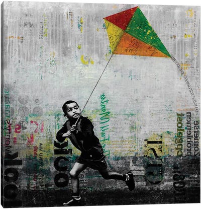 Kid With Kite Canvas Art Print - DB Waterman