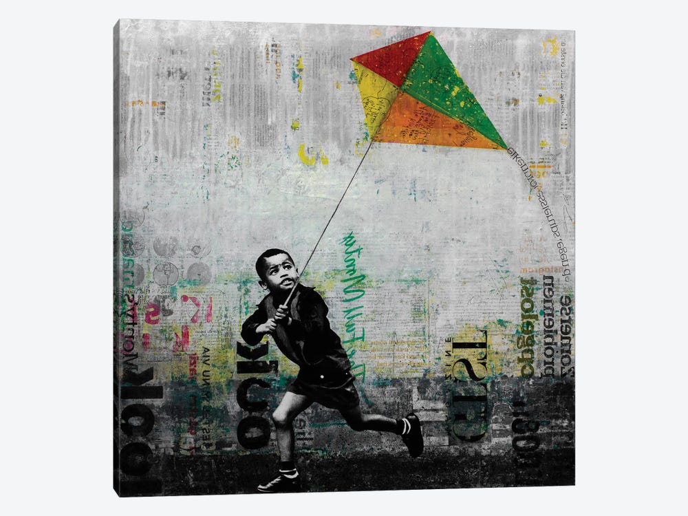 Kid With Kite by DB Waterman 1-piece Canvas Wall Art