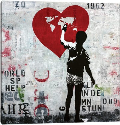 Only One World Canvas Art Print - Similar to Banksy