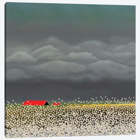 The Red Roof Canvas Print #DBW163} by DB Waterman Canvas Artwork