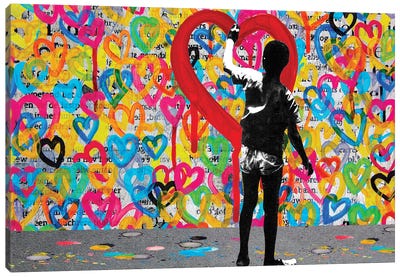 Hearts Canvas Art Print - Black Love Art