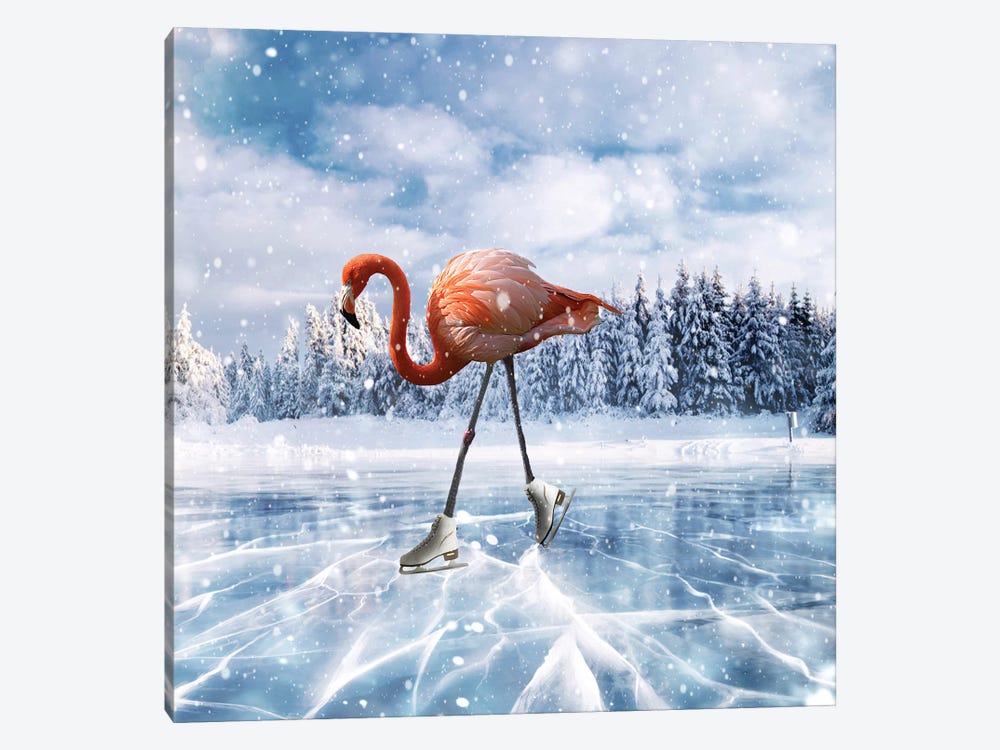 Flamingos On Ice by Dmitry Biryukov 1-piece Canvas Art Print