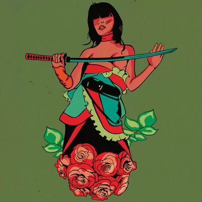 Rose Girl Ninja by Dai Chris Art framed wall art