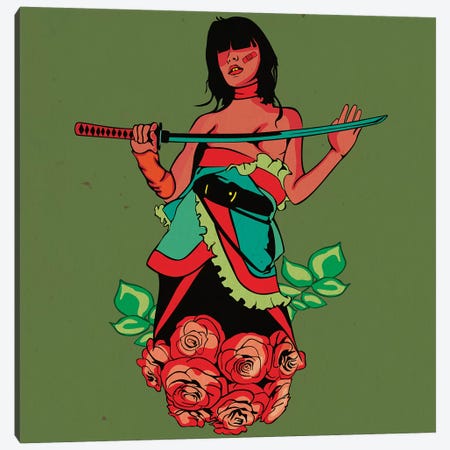 Rose Girl Ninja Canvas Print #DCA115} by Dai Chris Art Canvas Print