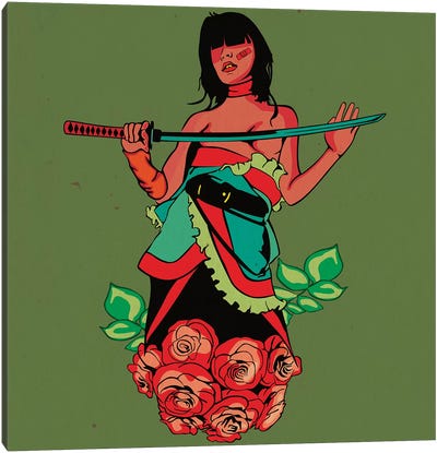 Rose Girl Ninja Canvas Art Print - Ninja Art