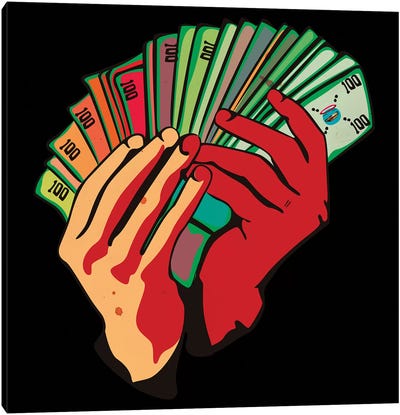 Money Hands Canvas Art Print - Rap & Hip-Hop Art
