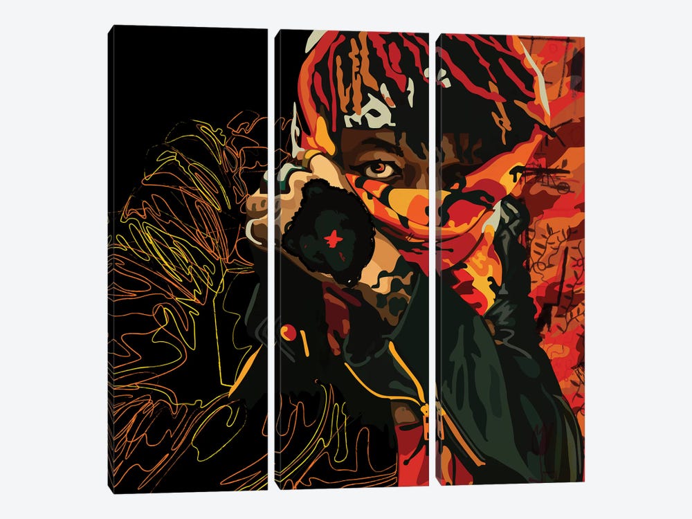 J.I.D Face Covered by Dai Chris Art 3-piece Canvas Art Print