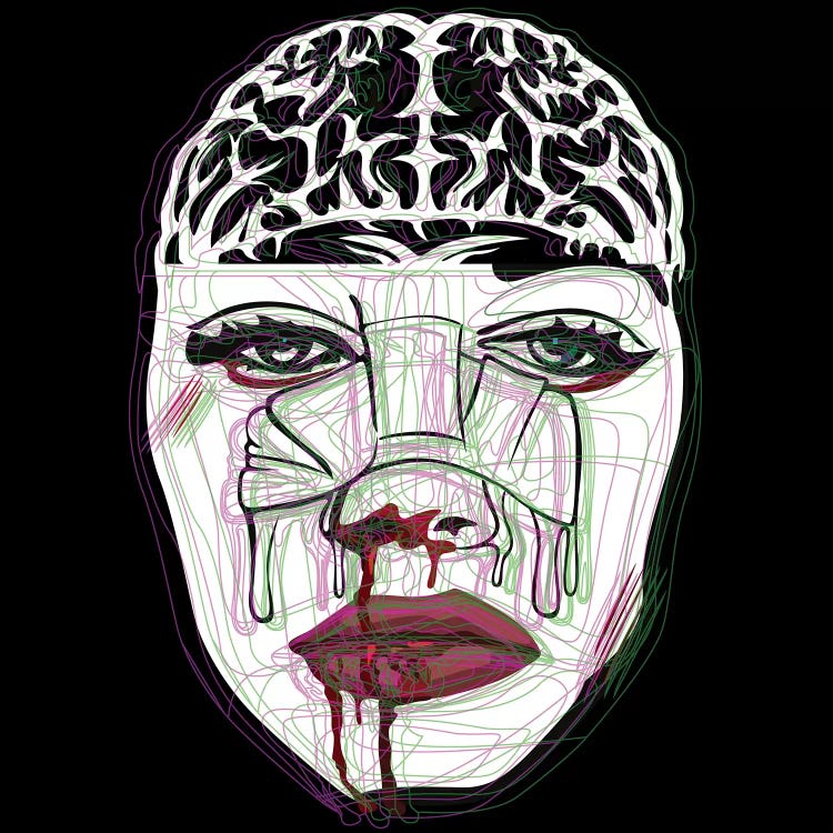 Bloody Girl Brain Remix by Dai Chris Art wall art