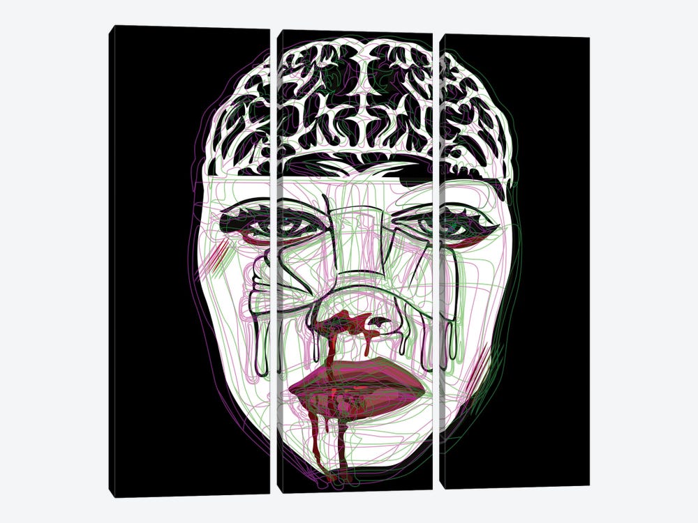 Bloody Girl Brain Remix by Dai Chris Art 3-piece Art Print