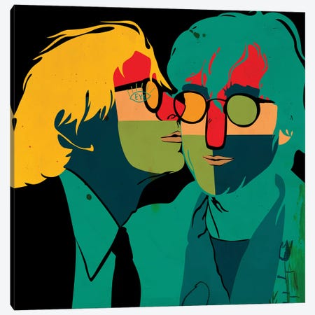 Warhol Kissing Lennon Canvas Print #DCA158} by Dai Chris Art Canvas Art