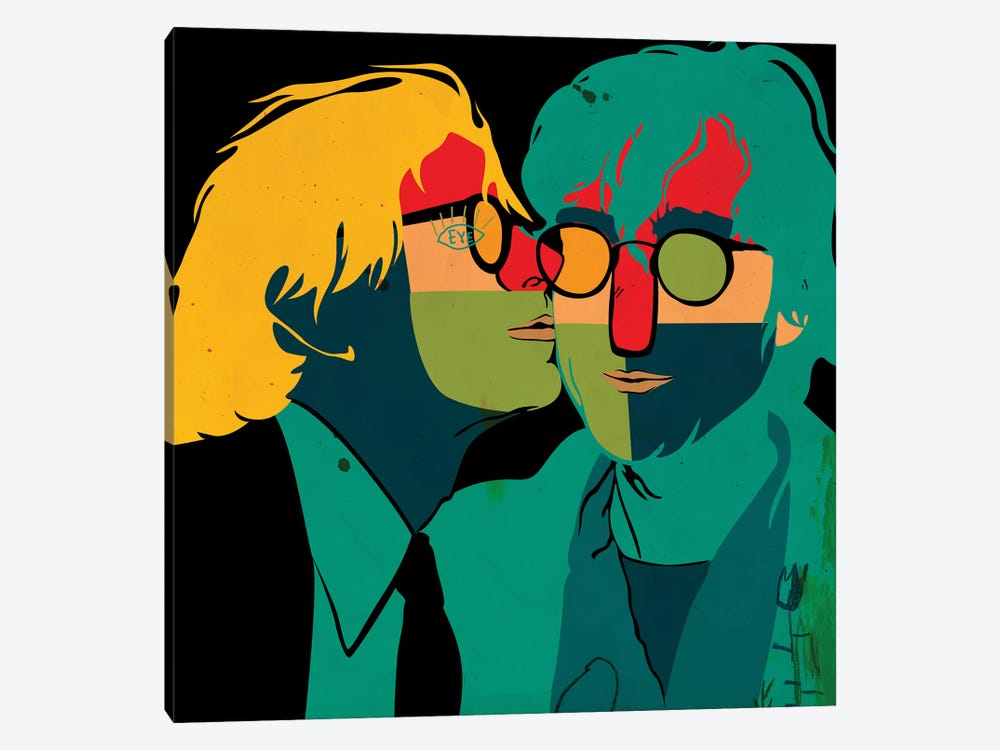 Warhol Kissing Lennon by Dai Chris Art 1-piece Canvas Wall Art