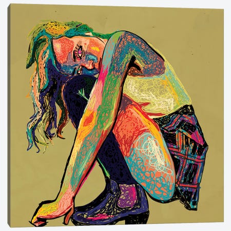 Girl In Chaos Canvas Print #DCA174} by Dai Chris Art Art Print