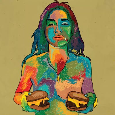 Cheeseburgers by Dai Chris Art framed canvas print