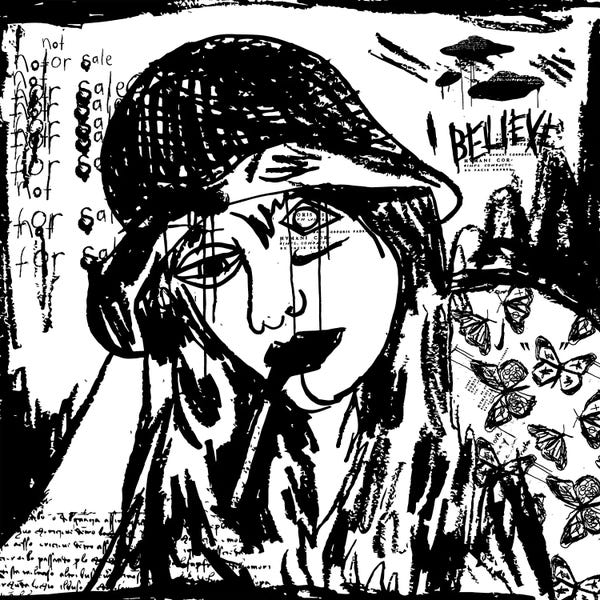 Smoking: Girl Smoking A Cigarette B&W by Dai Chris Art