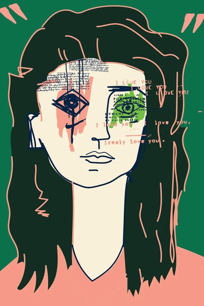 Girl in pink by Dai Chris Art framed canvas print