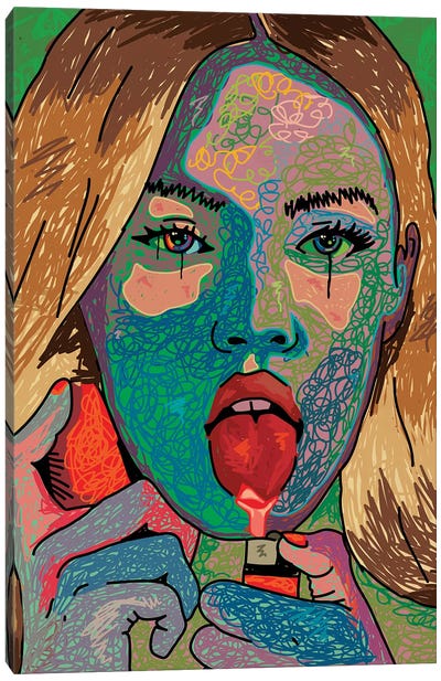 Megan Fox Scribble Style Canvas Art Print - Dai Chris Art