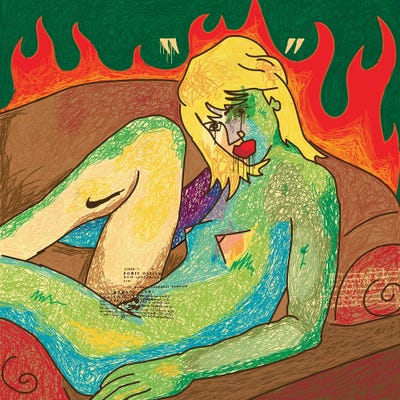 Girl On Couch (Scribble Style) by Dai Chris Art framed canvas print