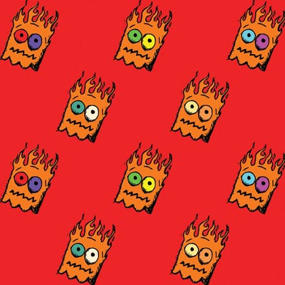 Ghost Flame Pattern by Dai Chris Art framed canvas print