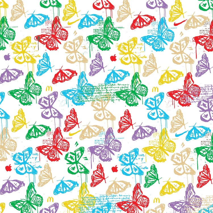 Butterfly Icon Pattern (Colorful White)