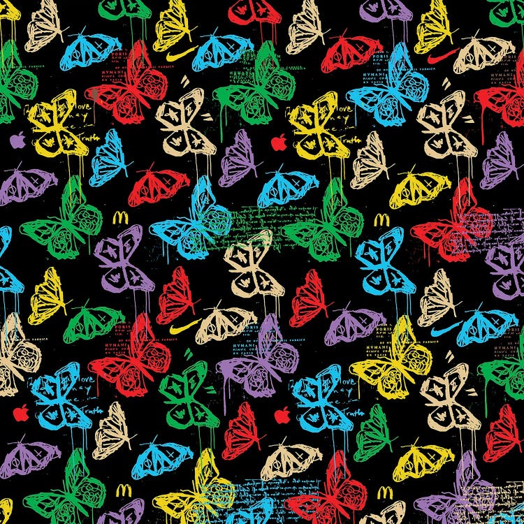 Butterfly Icon Pattern (Colorful Black)