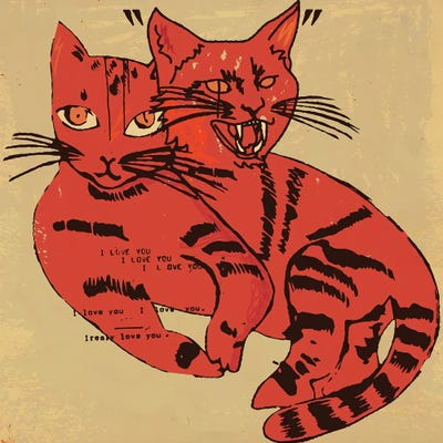 Two Moods Two Cats by Dai Chris Art art print