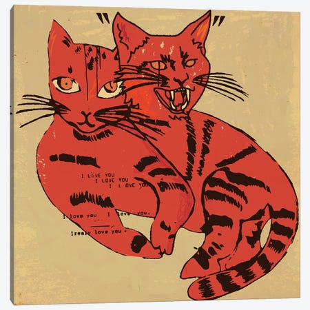 Two Moods Two Cats Canvas Print #DCA283} by Dai Chris Art Canvas Artwork