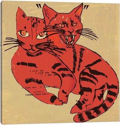 Two Moods Two Cats Canvas Art Print - Orange Cat Art