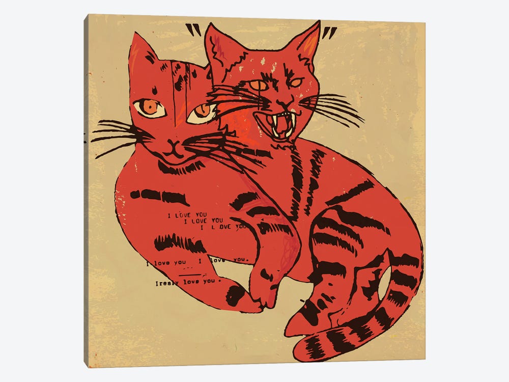 Two Moods Two Cats by Dai Chris Art 1-piece Canvas Artwork