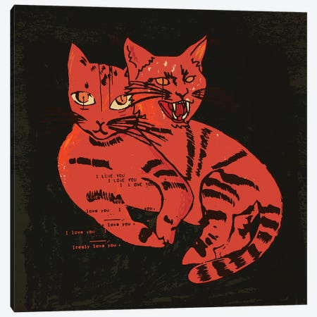 1 Cat 2 Vibes Canvas Print #DCA284} by Dai Chris Art Canvas Print