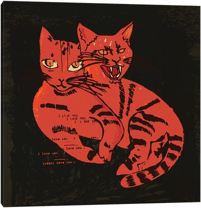 1 Cat 2 Vibes Canvas Art Print - Dai Chris Art