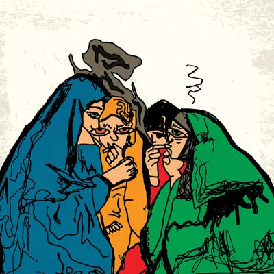 Smoke Break 2021 by Dai Chris Art framed canvas print