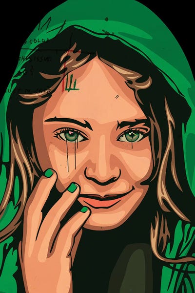 Afghan Girl by Dai Chris Art framed canvas print